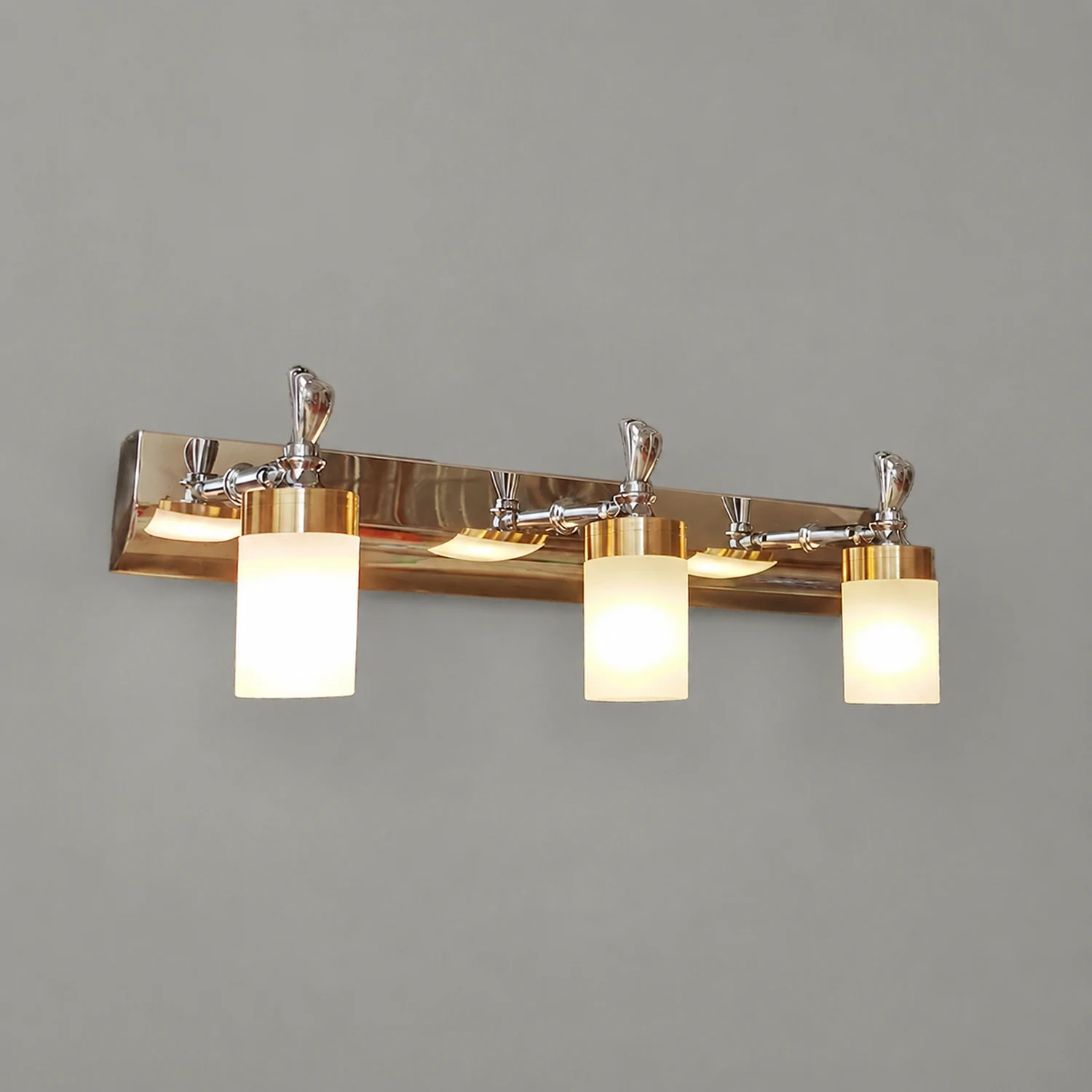 Leigh Modern Metal Vanity Wall Lamp, Gold, Bathroom, 2/3/4 Light - Lumpaz