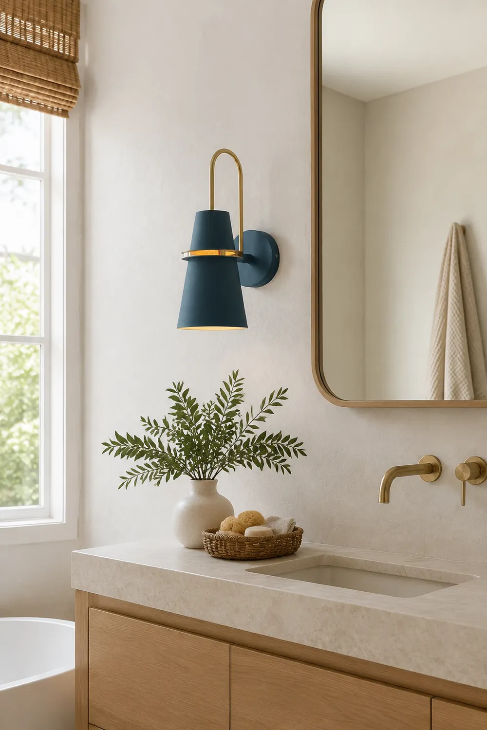 Morandi Modern Cone Metal Wall Lamp, Black/White/Blue - Lumpaz