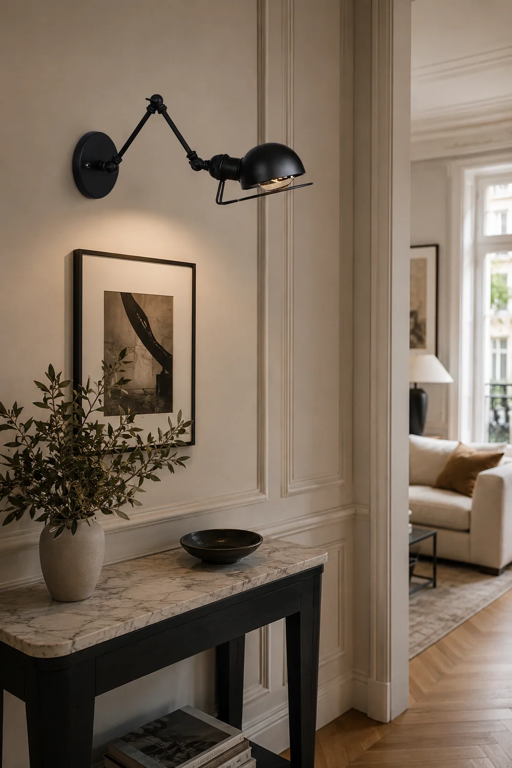 Brady Wall Lamp Dome Minimalist, Metal, Adjustable Black, Bedroom - Lumpaz
