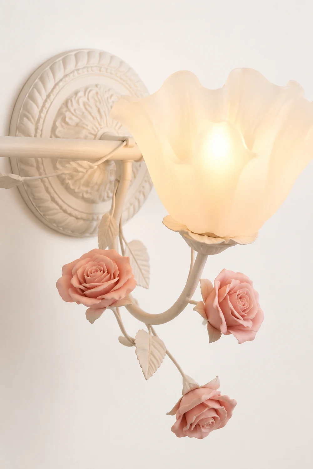 Félicie Vintage Flower Metal Wall Mounted Lamps, Blue/Pink - Lumpaz
