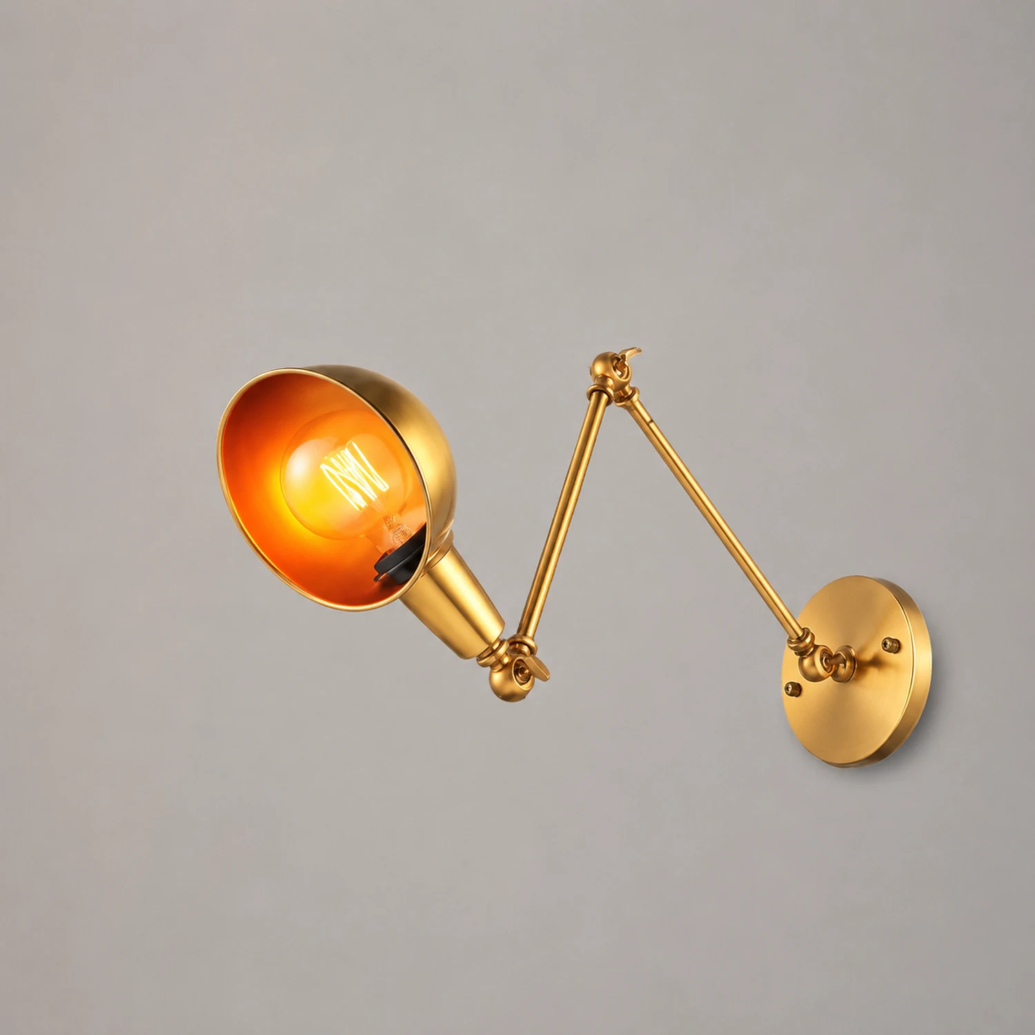 Brady Hemispheric Adjustable Wall Lamp, Brass/Antique Brass/Chrome, Bedroom - Lumpaz