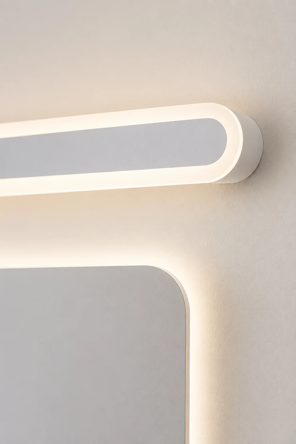 Edge Modern Linear Vanity Wall Lamp, White/Brown, Bathroom - Lumpaz