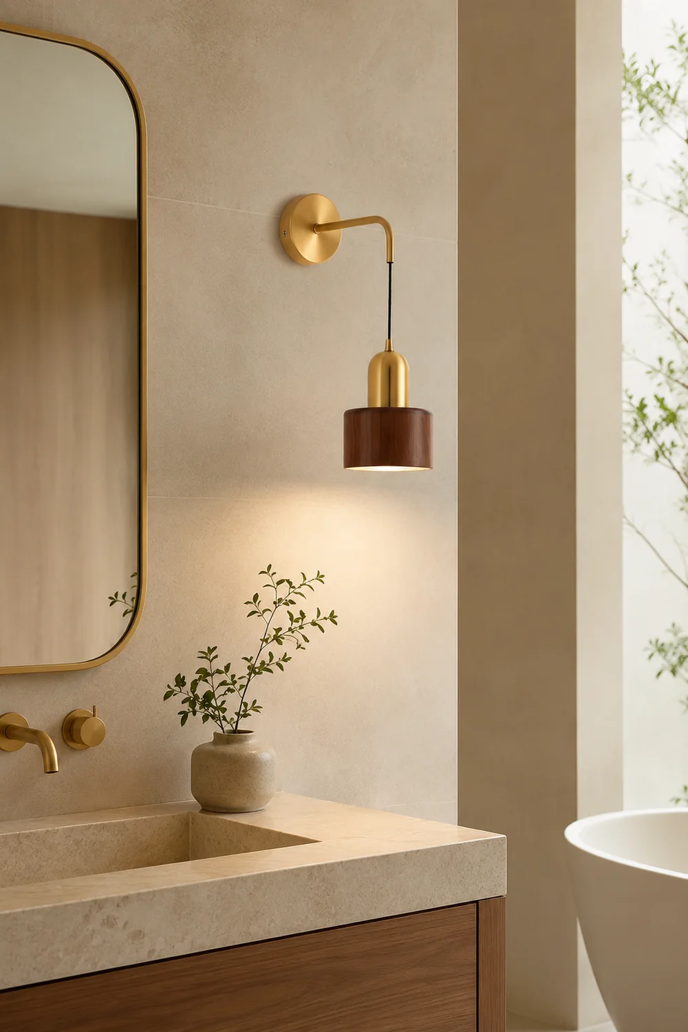 Ozawa Vintage Wooden Cylinder Wall Lamp - Lumpaz