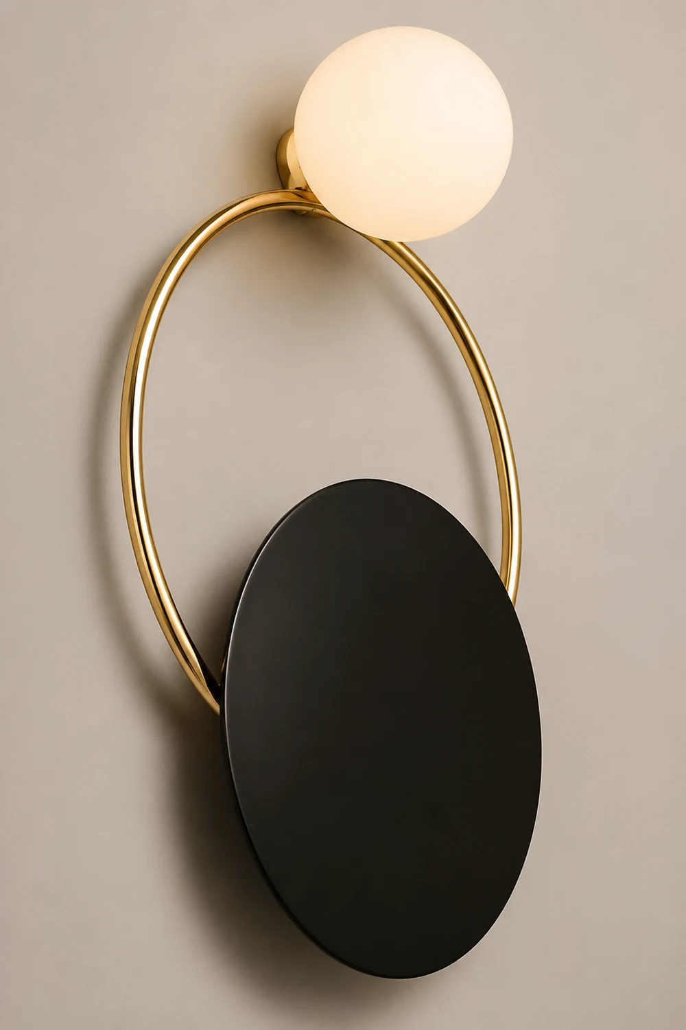 Emyr Modern LED Triple Rings Wall Lamp, Metal/Glass, Gold/Black, Bedroom - Lumpaz