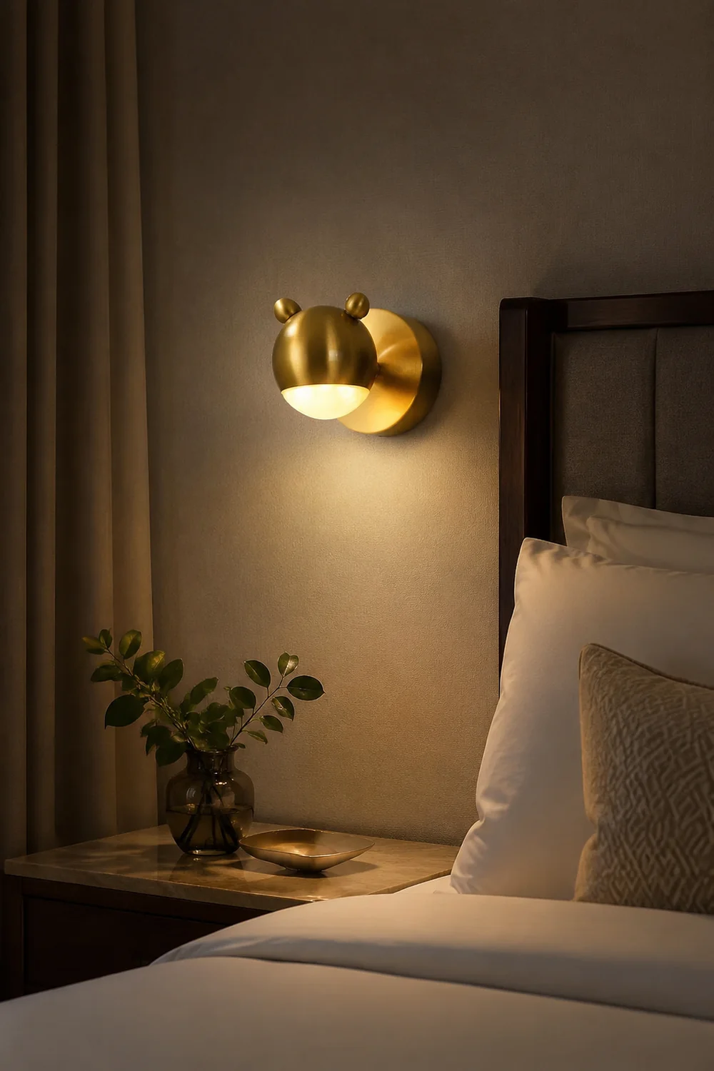 Leigh Modern Animal Globe Metal Vanity Wall Light, Gold, Bedroom - Lumpaz