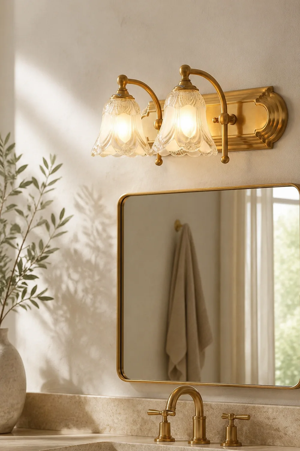 Félicie Vintage Flower Glass Wall Lamp, White, Bathroom - Lumpaz