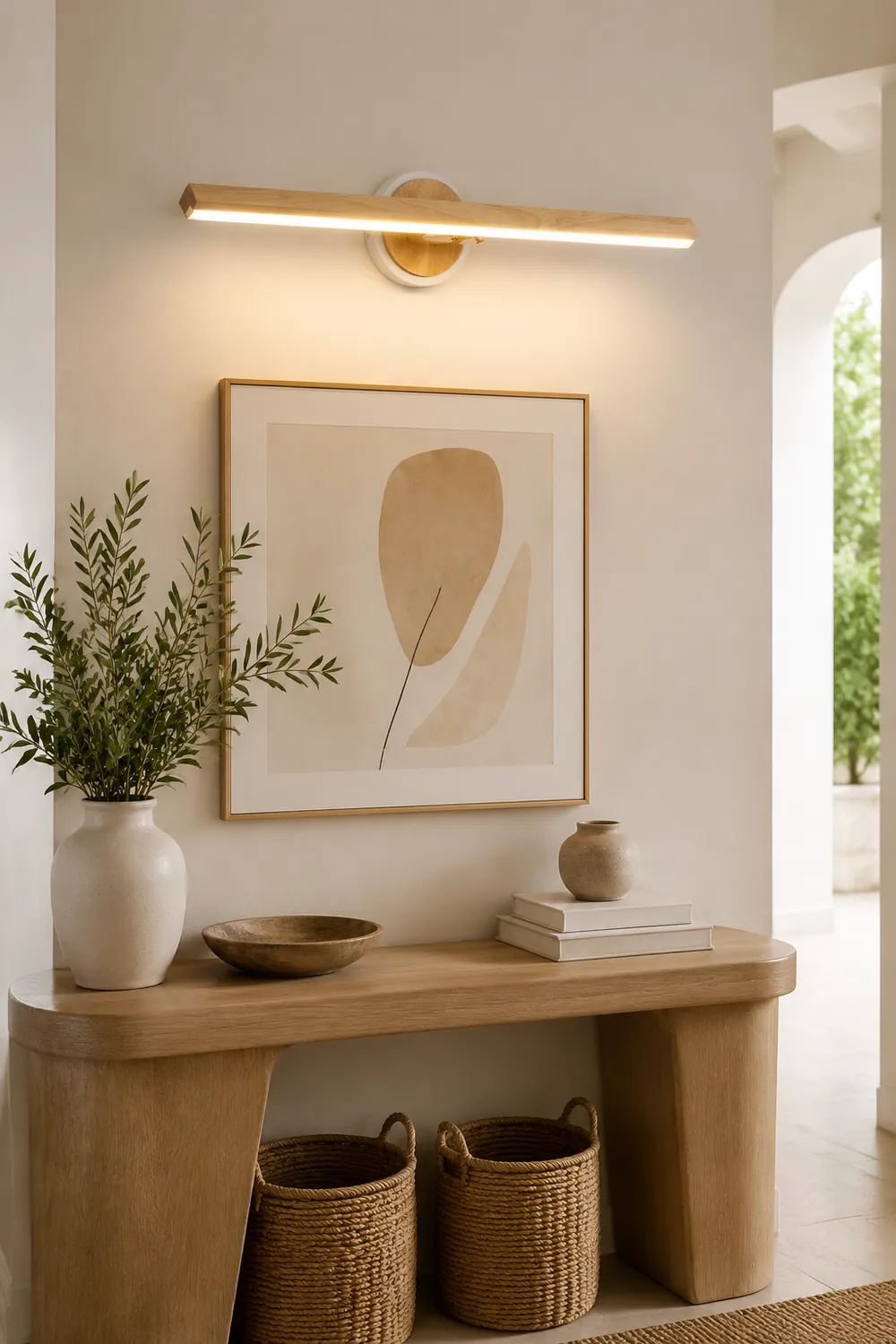 Ozawa Modern Linear Wooden Mirror Front Vanity Wall Lamp - Lumpaz