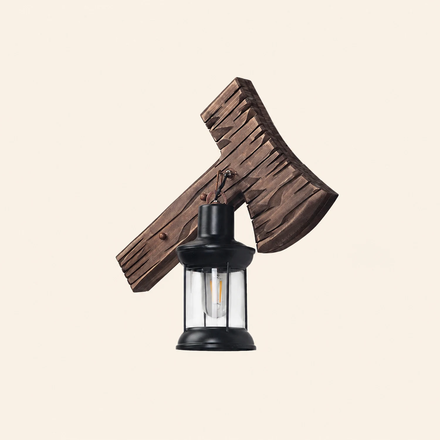 Austin Wall Lamp Hammer Shape Vintage, Wood/Metal, Living Room - Lumpaz