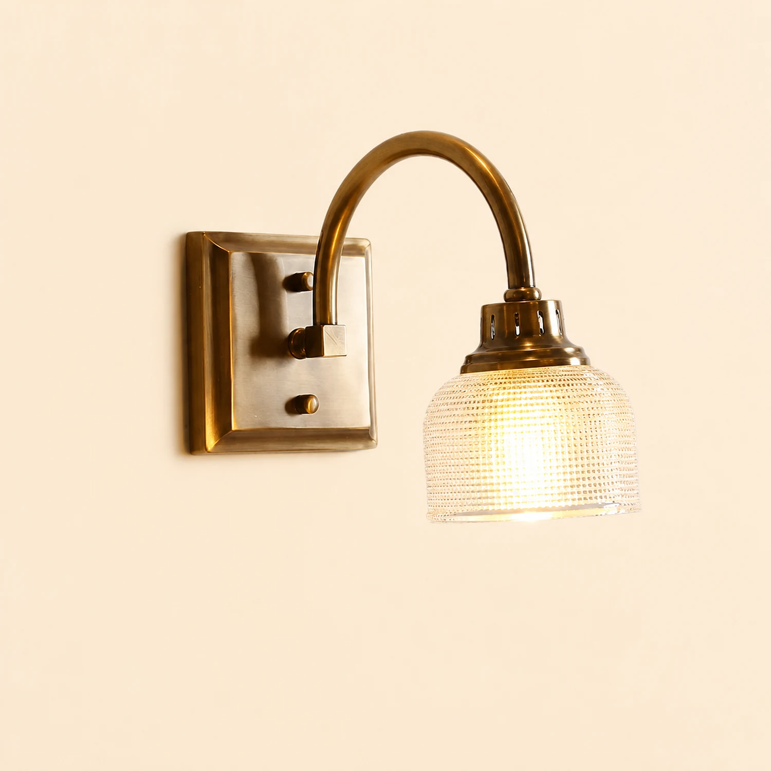 Alessio Vintage Bowl-shaped Metal/Glass Wall Lamps, Gold - Lumpaz