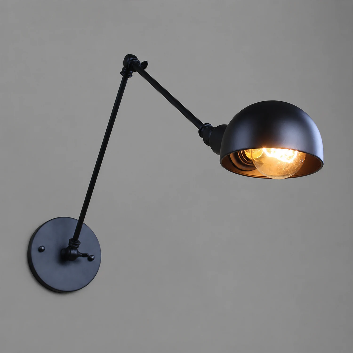 Brady Minimalist Adjustable Wall Lamp, Metal, Black, Bedroom - Lumpaz