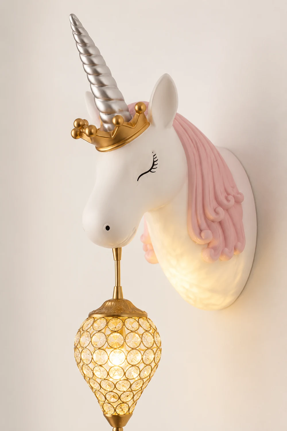 Minori Modern Unicorn/Strawberry Art Wall Lamp, Pink/Blue - Lumpaz