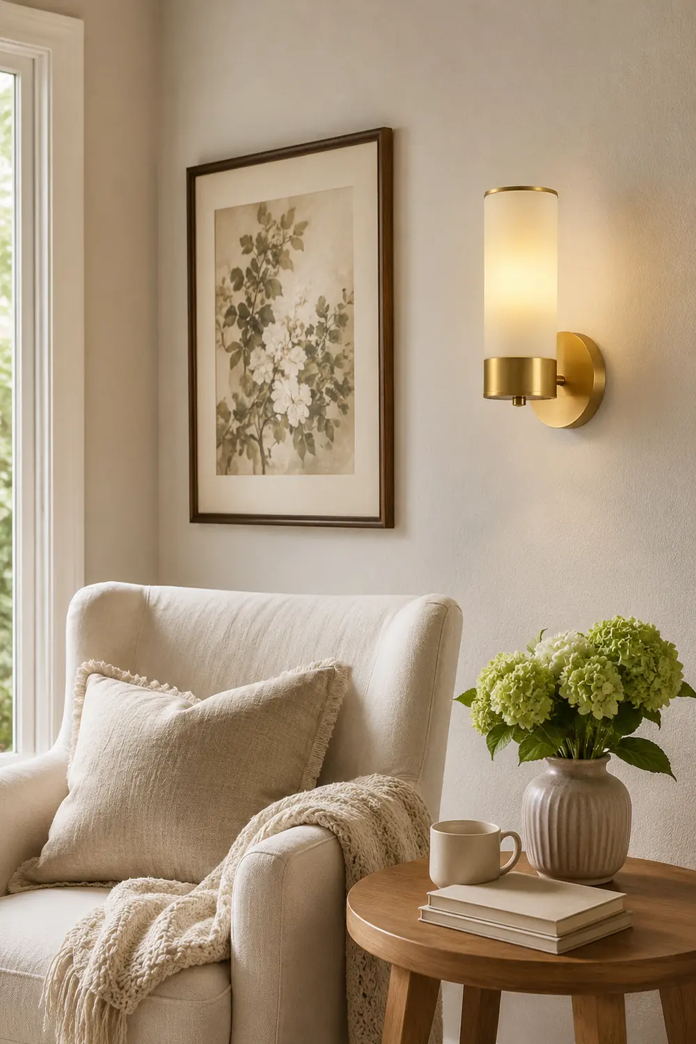 Leigh Vintage Cylinder Metal&Glass Bedside Lamp Wall Mounted, Brass - Lumpaz