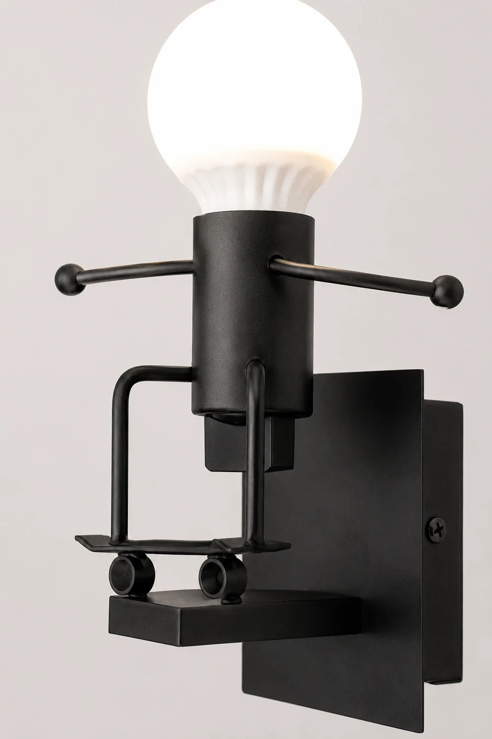 Luxo Modern Decorative Man Metal Wall Lamp, White/Black - Lumpaz