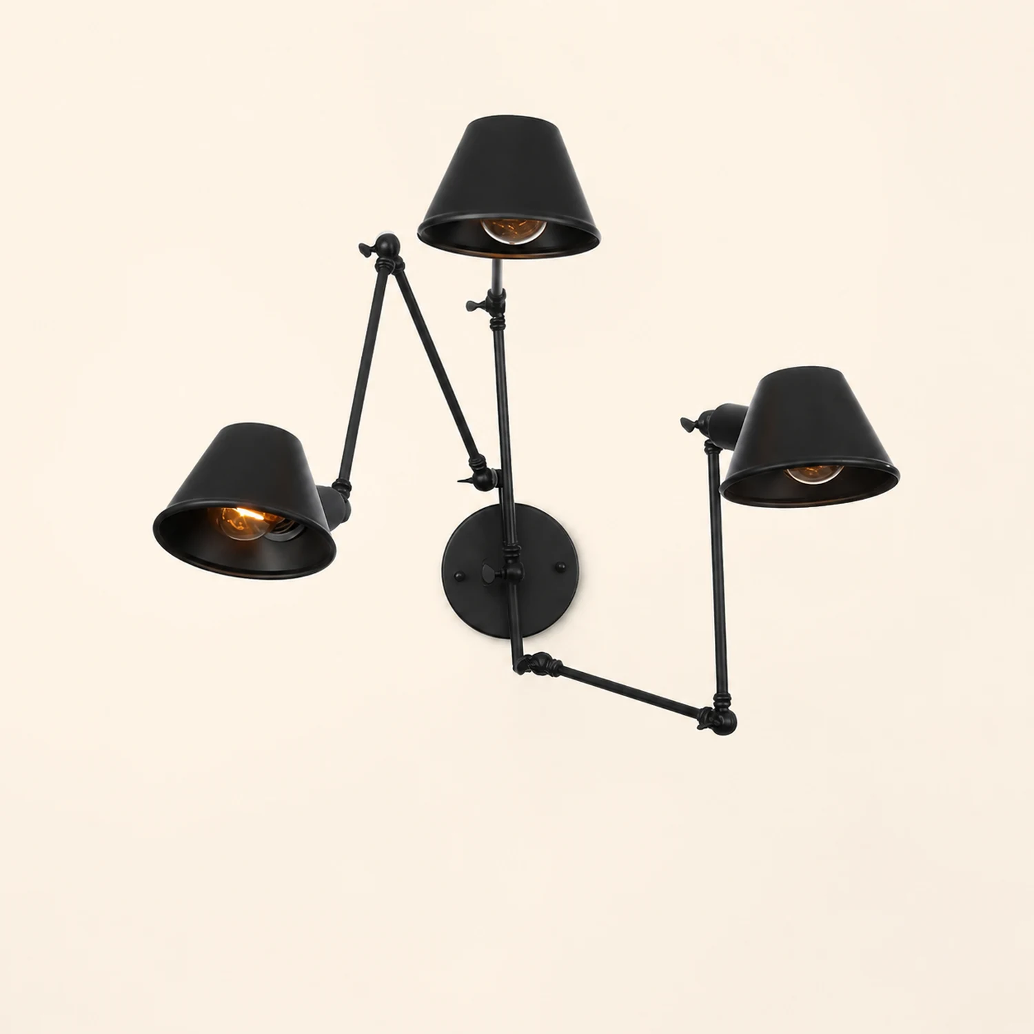 Brady Vintage Adjustable Metal Wall Lamp, Black/Rust, Bedroom - Lumpaz
