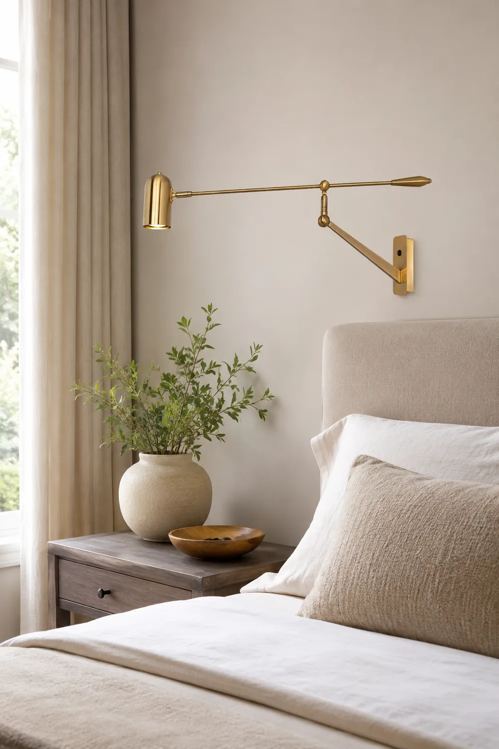 Freja Wall Lamp Cylindrical Modern/Minimalist, Metal, Adjustable, Gold, Bedroom - Lumpaz