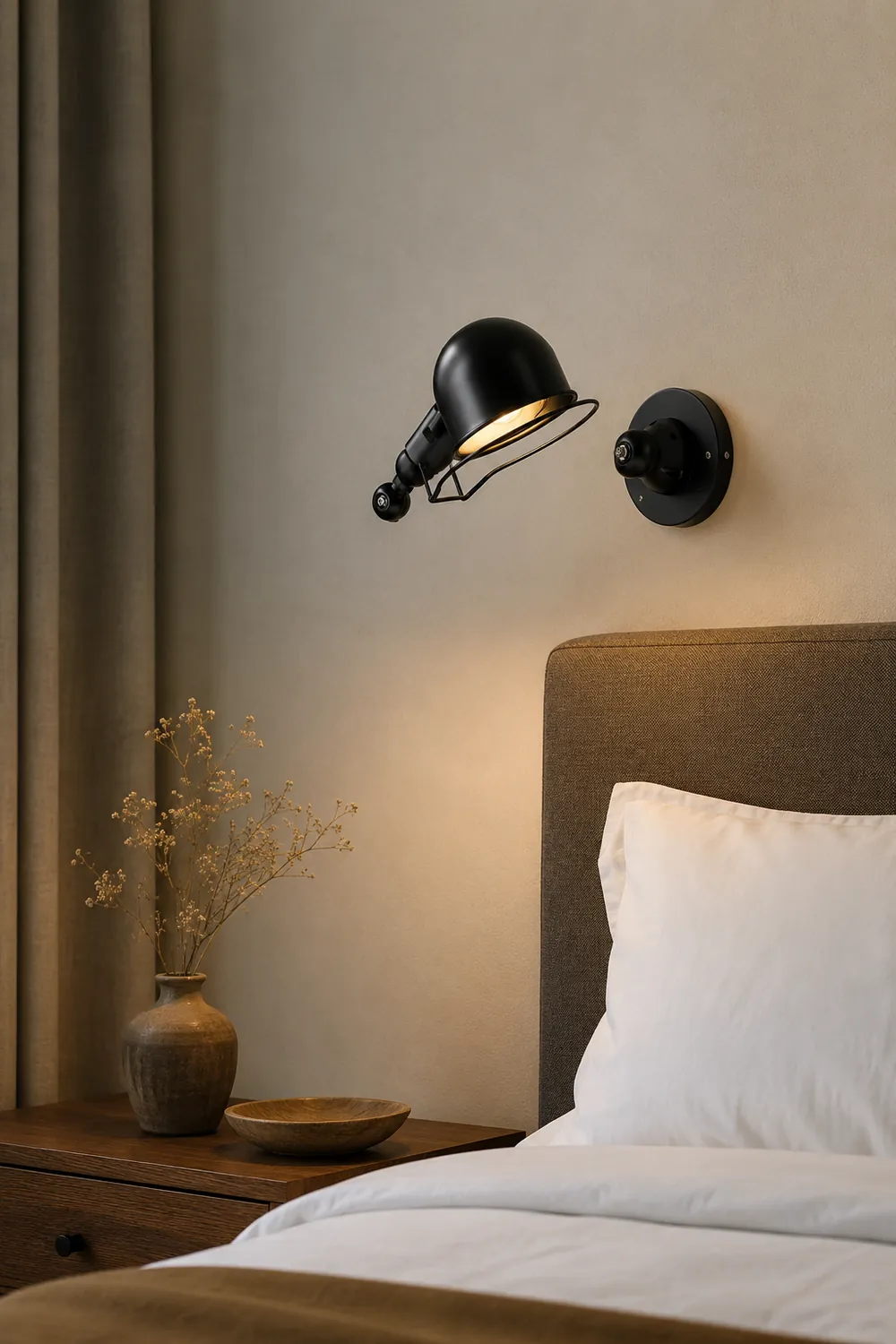 Alessio Wall Lamp Dome Retro, Adjustable Metal, Black, Living Room - Lumpaz