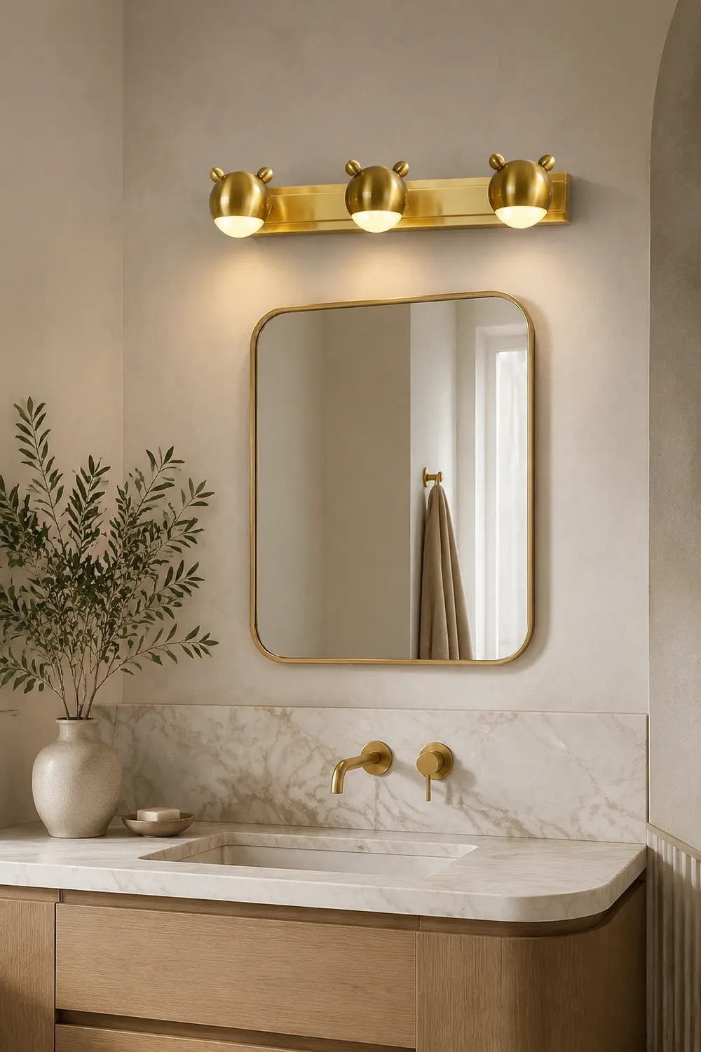 Leigh Modern Animal Globe Metal Vanity Wall Light, Gold, Bedroom - Lumpaz
