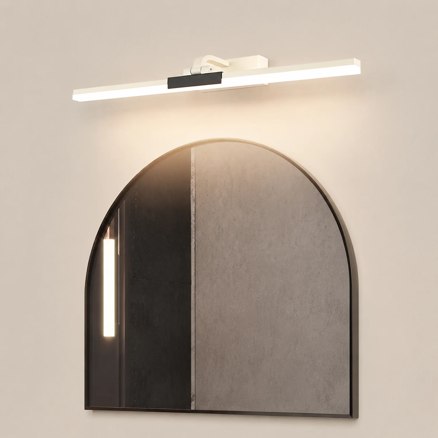 Edge Modern Linear Mirror Front Metal Vanity Wall Lamp, Black/White - Lumpaz