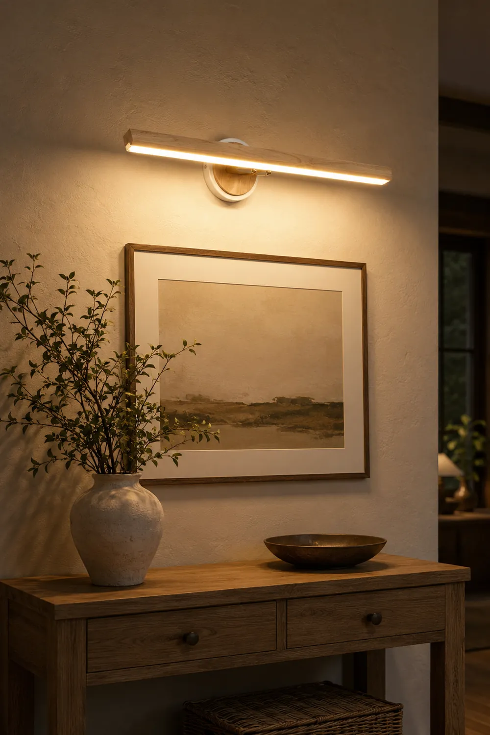 Ozawa Modern Linear Wooden Mirror Front Vanity Wall Lamp - Lumpaz