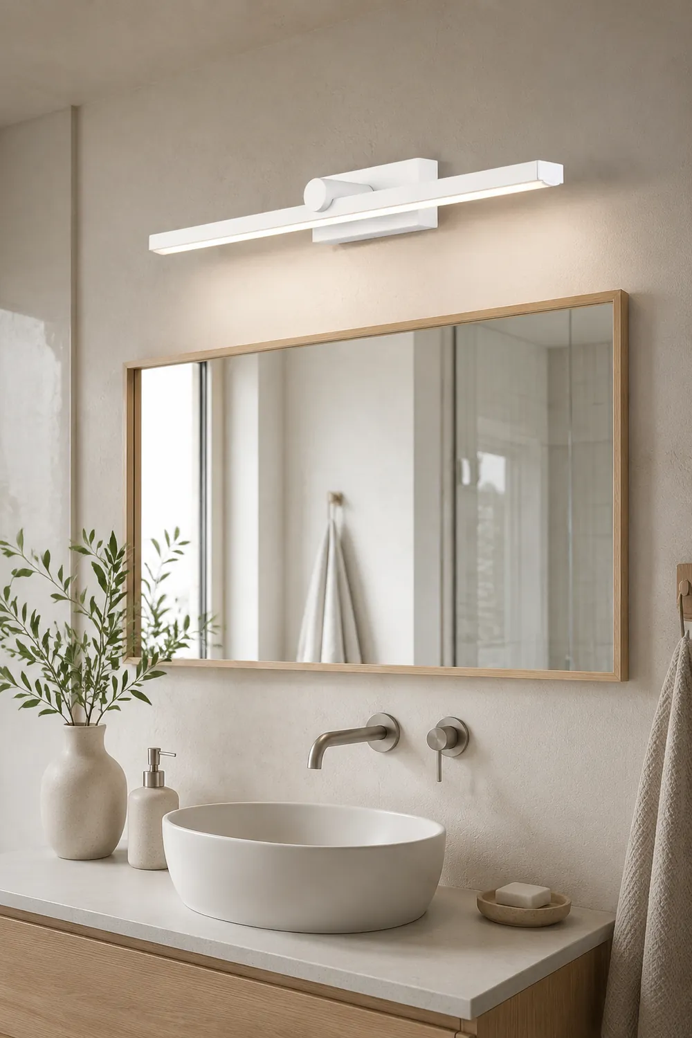 Edge Minimalist Linear Led Vanity Wall Lamp, White, Bathroom - Lumpaz