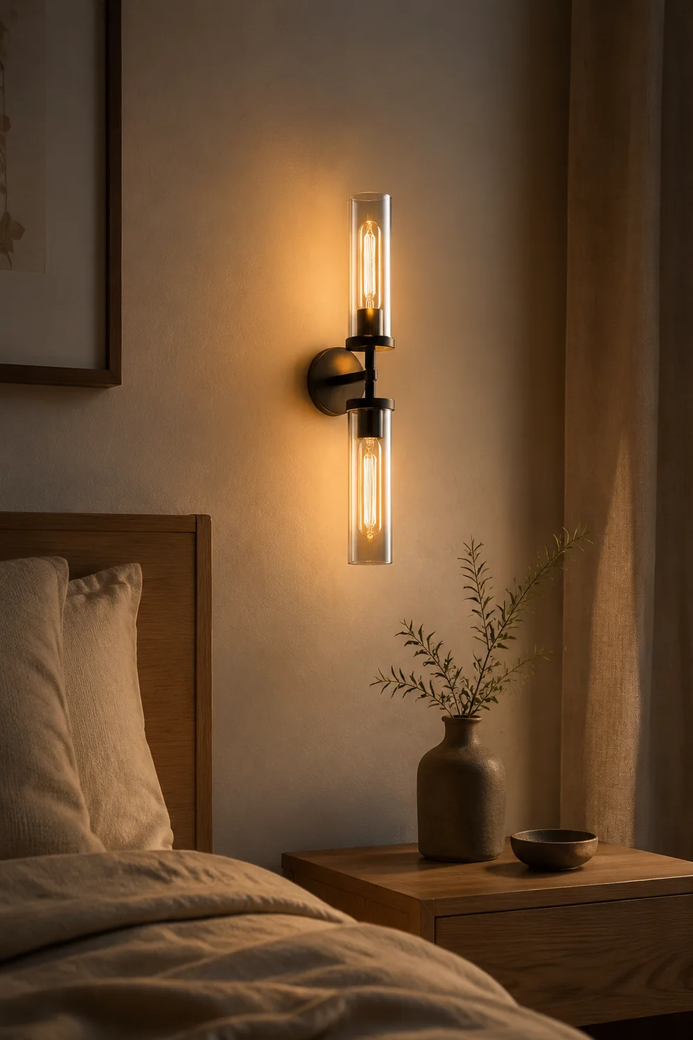 Leigh Modern Cylindrical Metal Led Wall Lamp, Black/Copper - Lumpaz