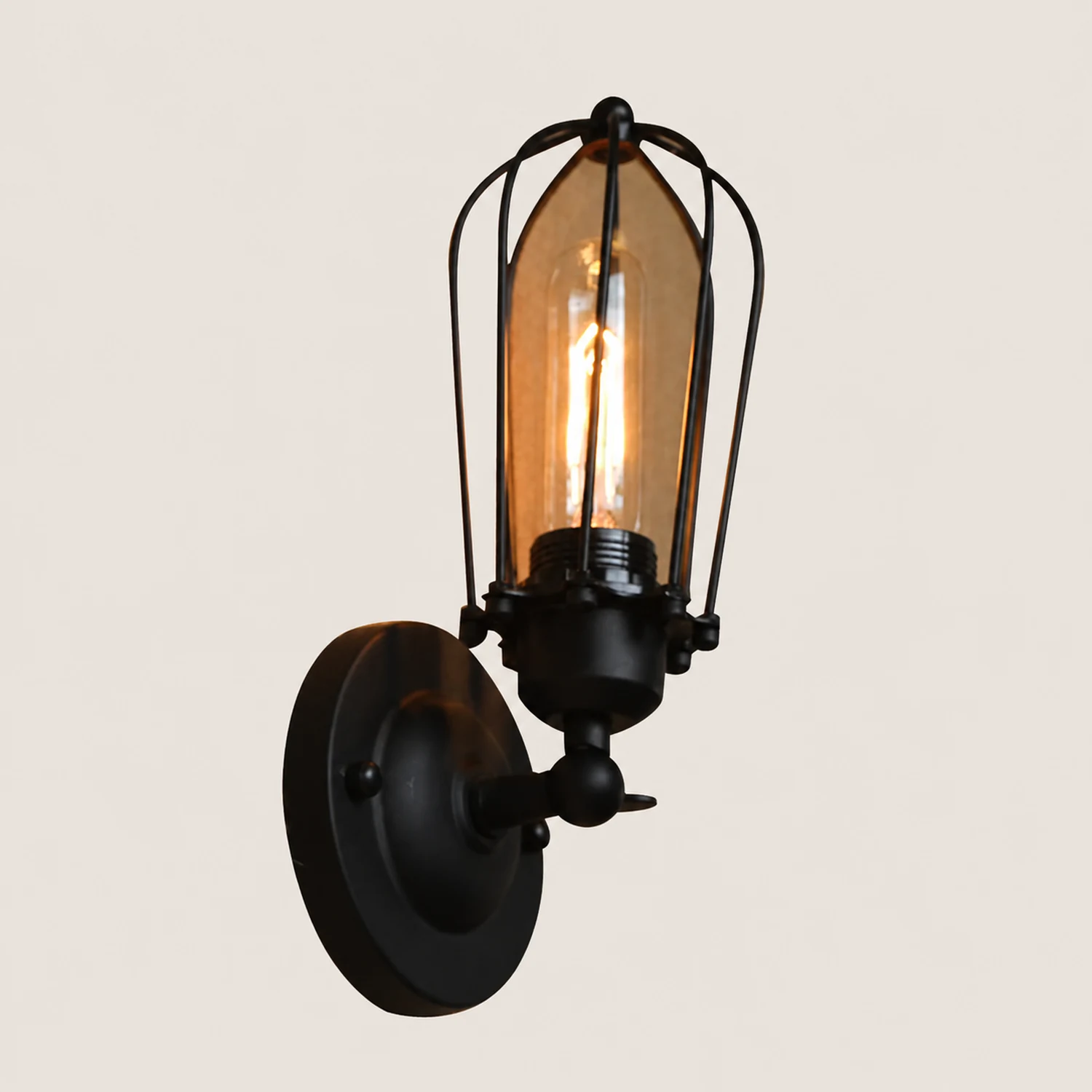 Alessio Vintage Iron Wall Lamp, Black/Rust/Bronze/Gold/Silver - Lumpaz