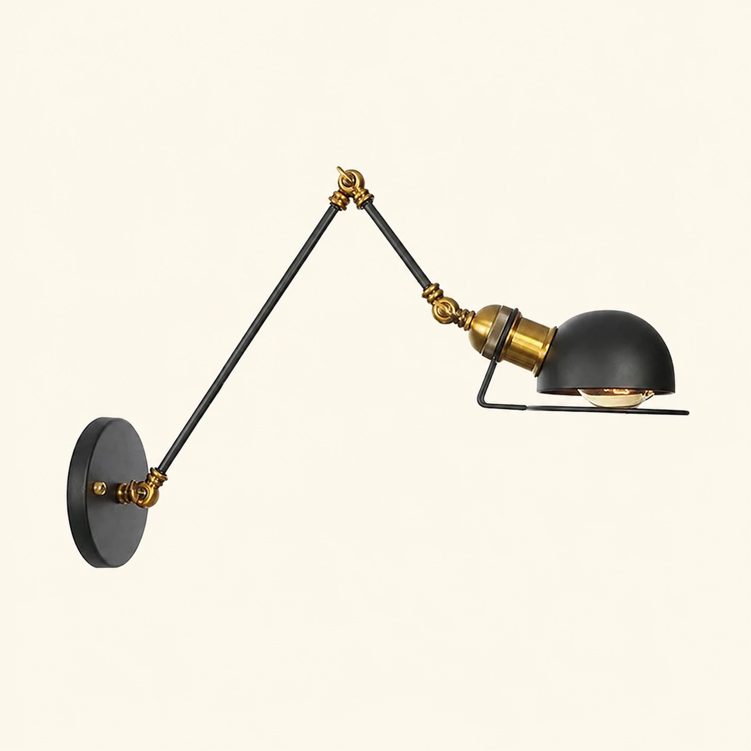 Brady Wall Lamp Dome Minimalist, Metal, Adjustable Black, Bedroom - Lumpaz