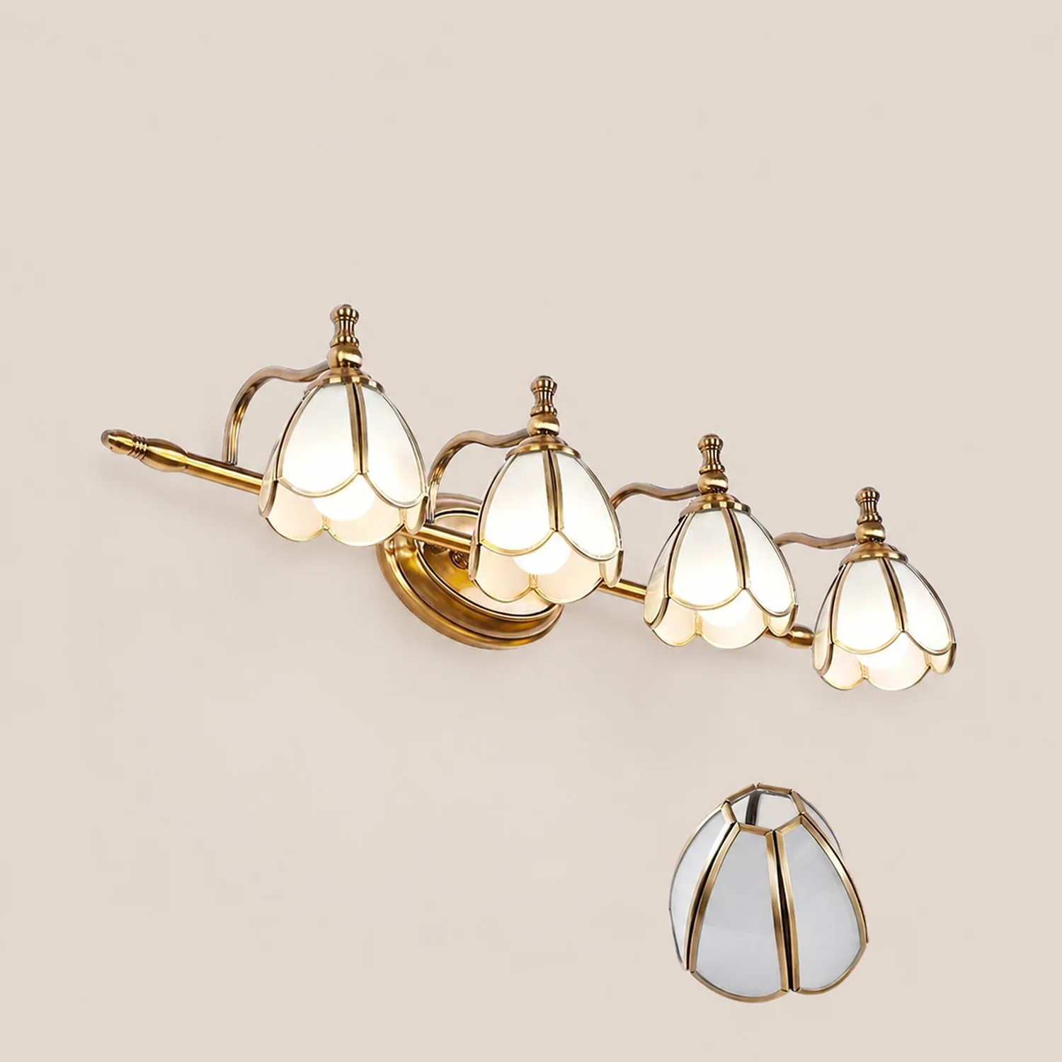 Félicie Vintage Flower Glass Wall Lamp, White/Yellow, Living Room - Lumpaz