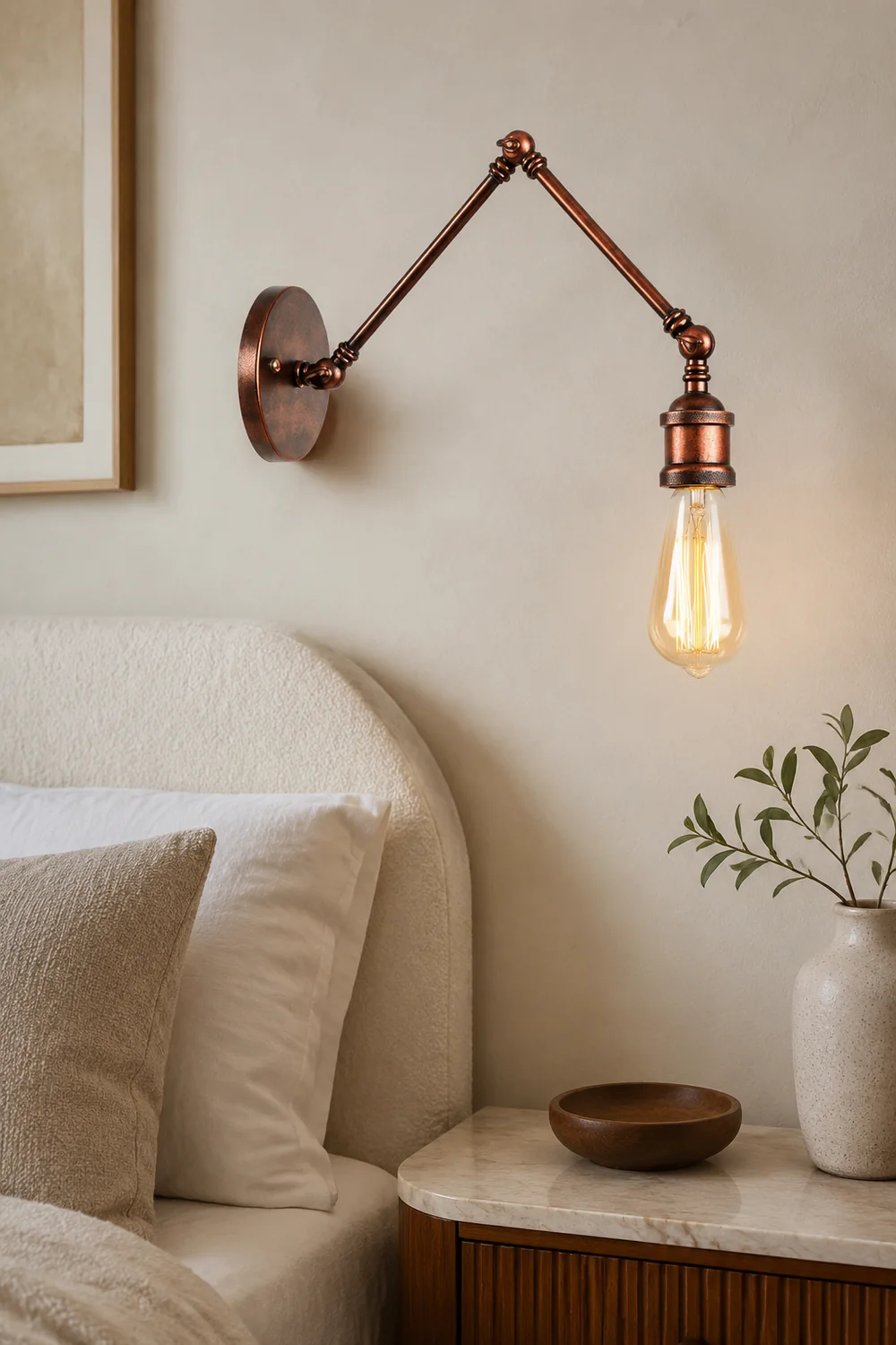 Brady Wall Lamp Minimalist, Tapered Adjustable Metal, 2-Color, Bedroom - Lumpaz