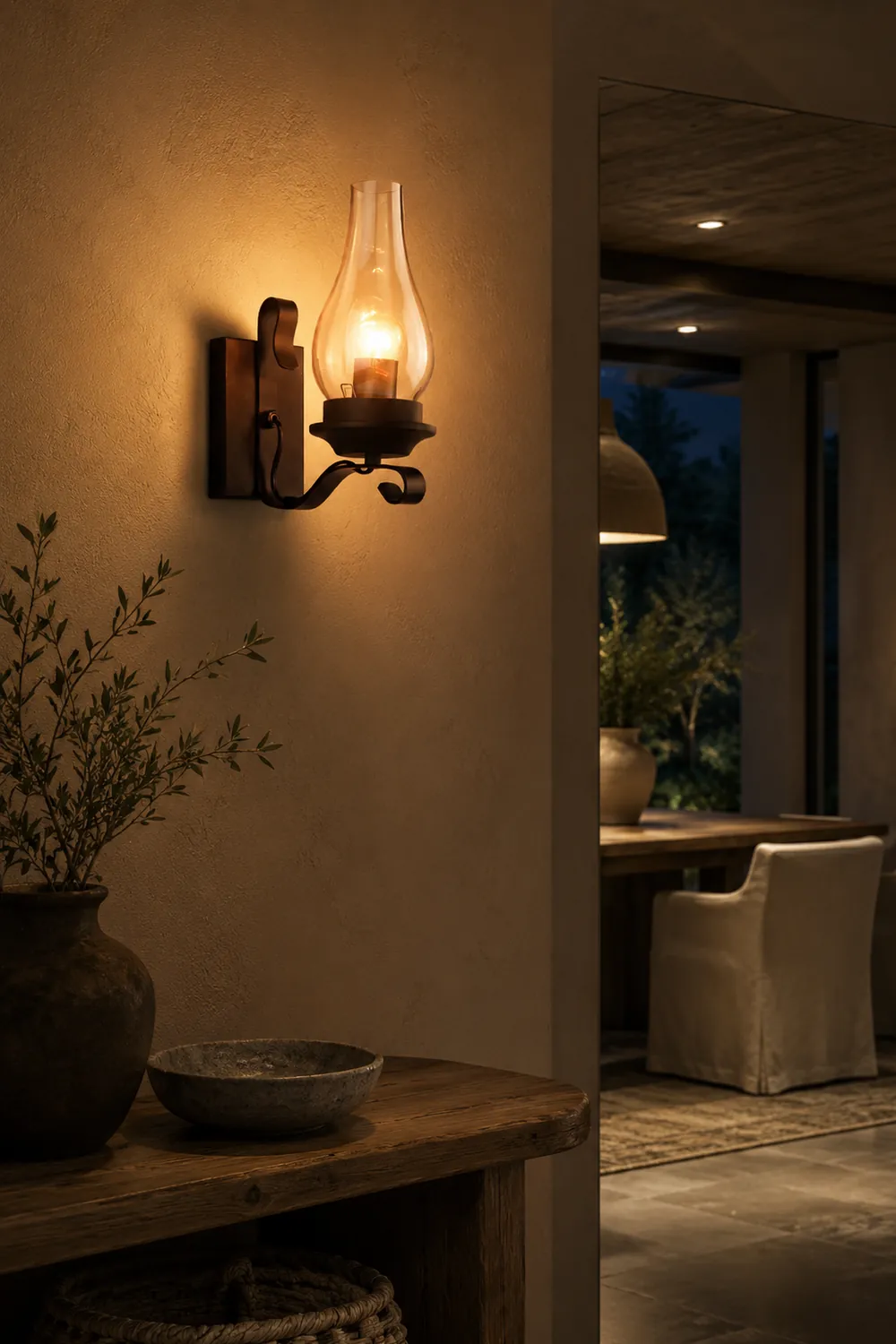 Alessio Vintage Candle Wood Metal Wall Lamp - Lumpaz
