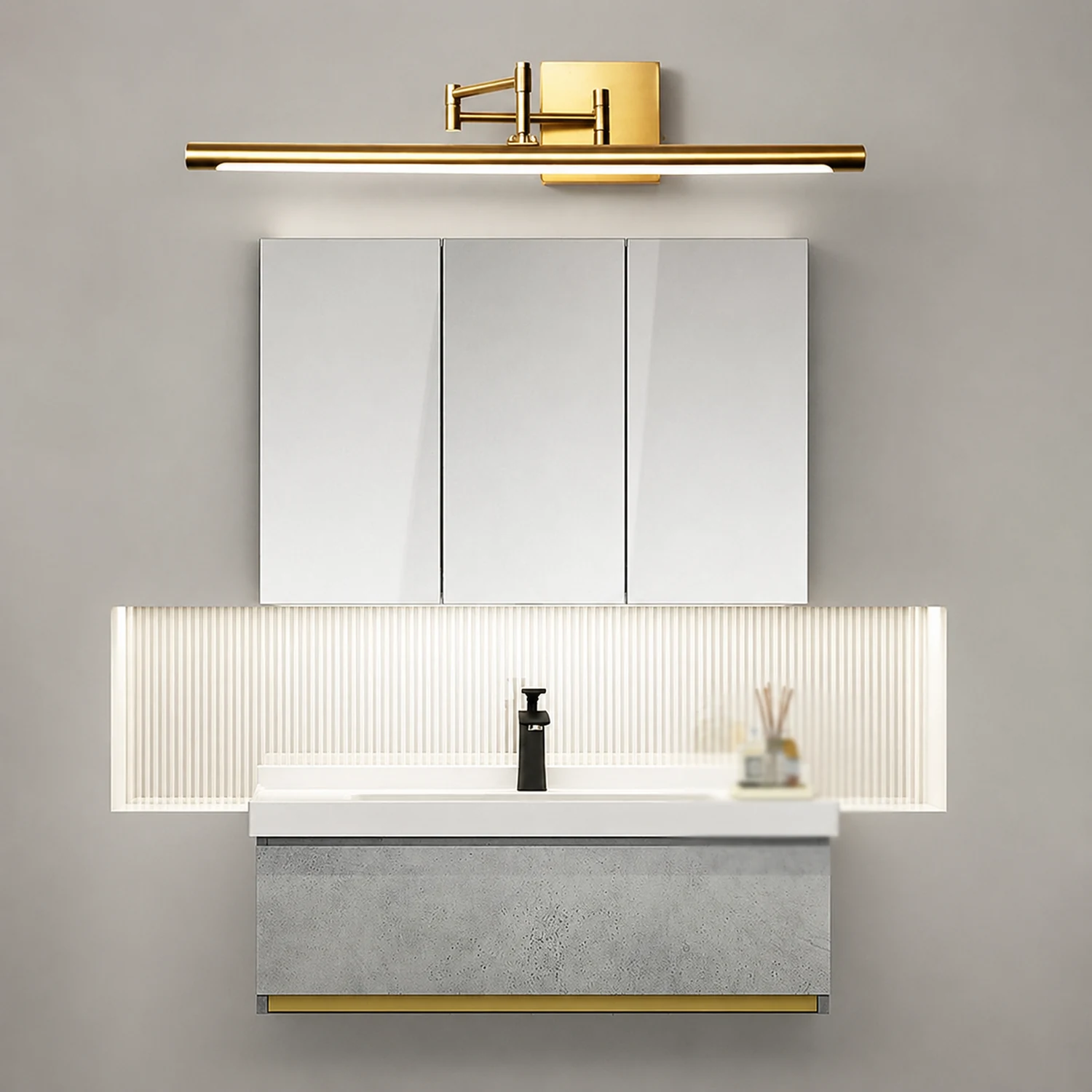 Edge Modern Adjustable Mirror Front Vanity Metal Acrylic LED Wall Lamp - Lumpaz