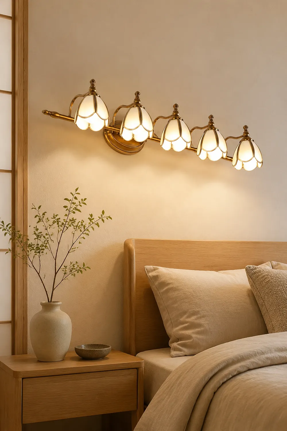 Félicie Vintage Flower Glass Wall Lamp, White/Yellow, Living Room - Lumpaz