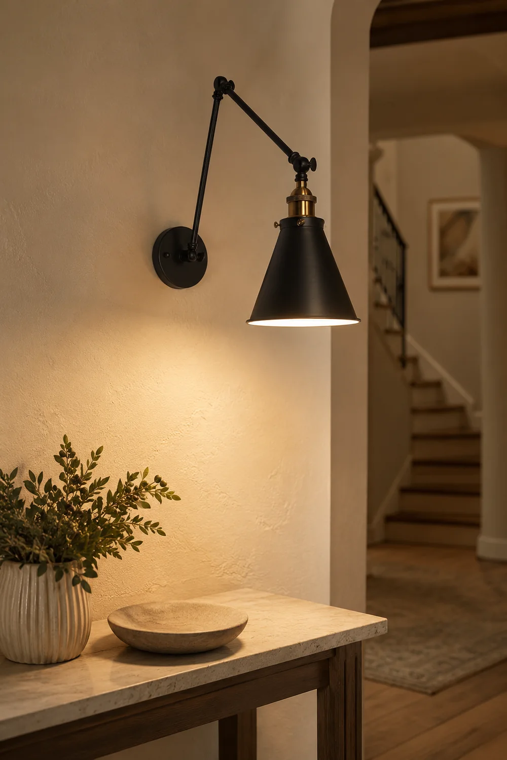 Brady Wall Lamp Minimalist, Tapered Adjustable Metal, 2-Color, Living Room - Lumpaz