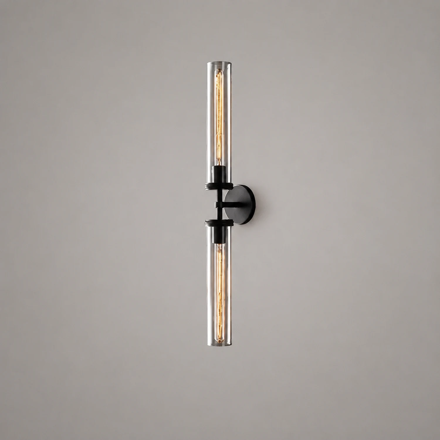 Leigh Modern Cylindrical Metal Led Wall Lamp, Black/Copper - Lumpaz