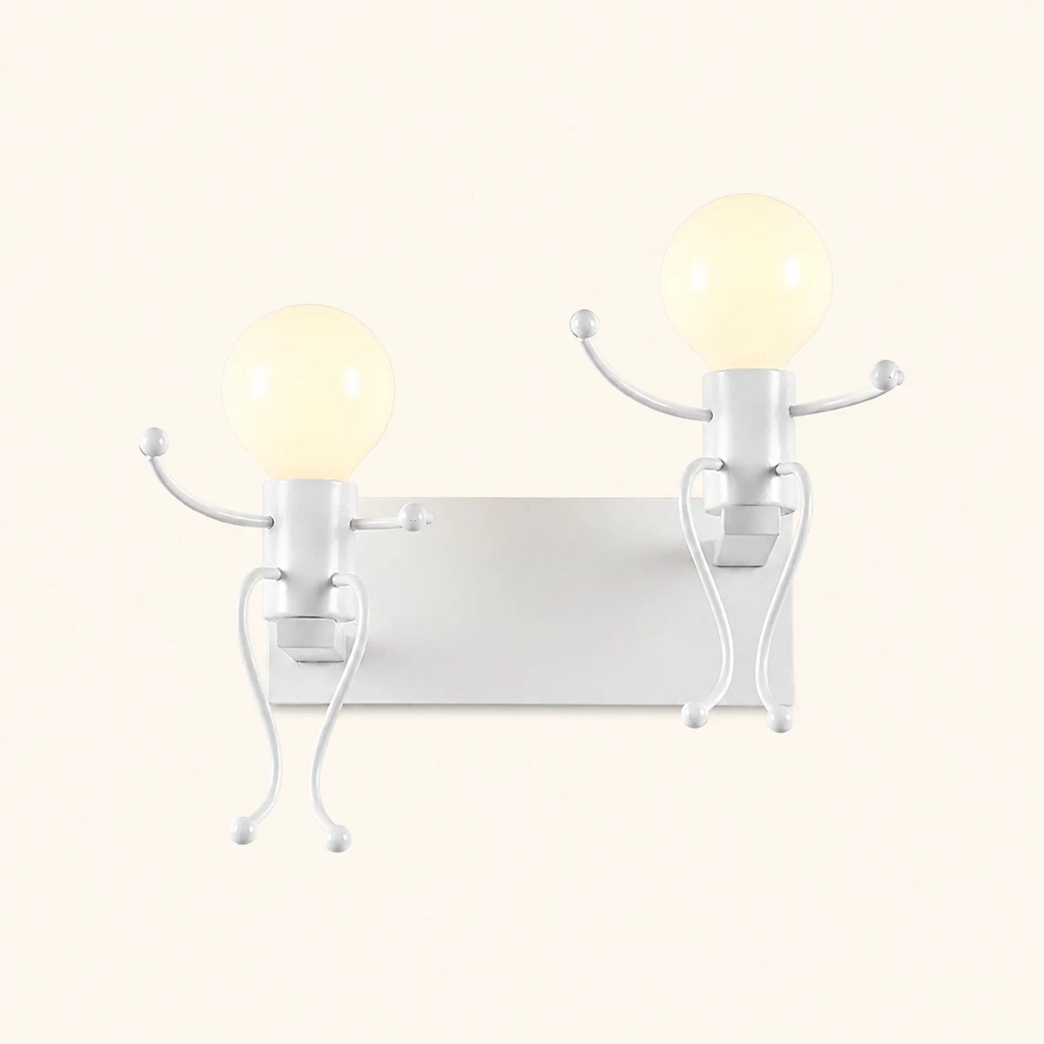 Luxo Modern Decorative Man Metal Wall Lamp, White/Black - Lumpaz