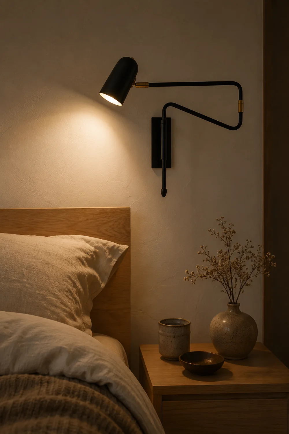 Freja Wall Lamp Modern, Metal Adjustable, Black/Gold, Study - Lumpaz
