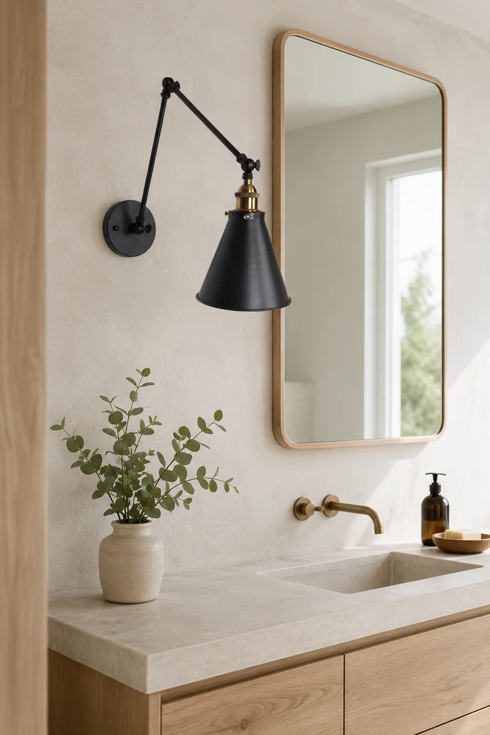 Brady Wall Lamp Minimalist, Tapered Adjustable Metal, 2-Color, Living Room - Lumpaz