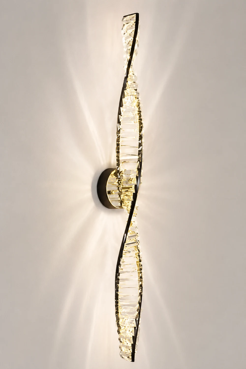 Kristy Vanity DNA Metal/Crystal Wall Lamp, Black/Gold - Lumpaz
