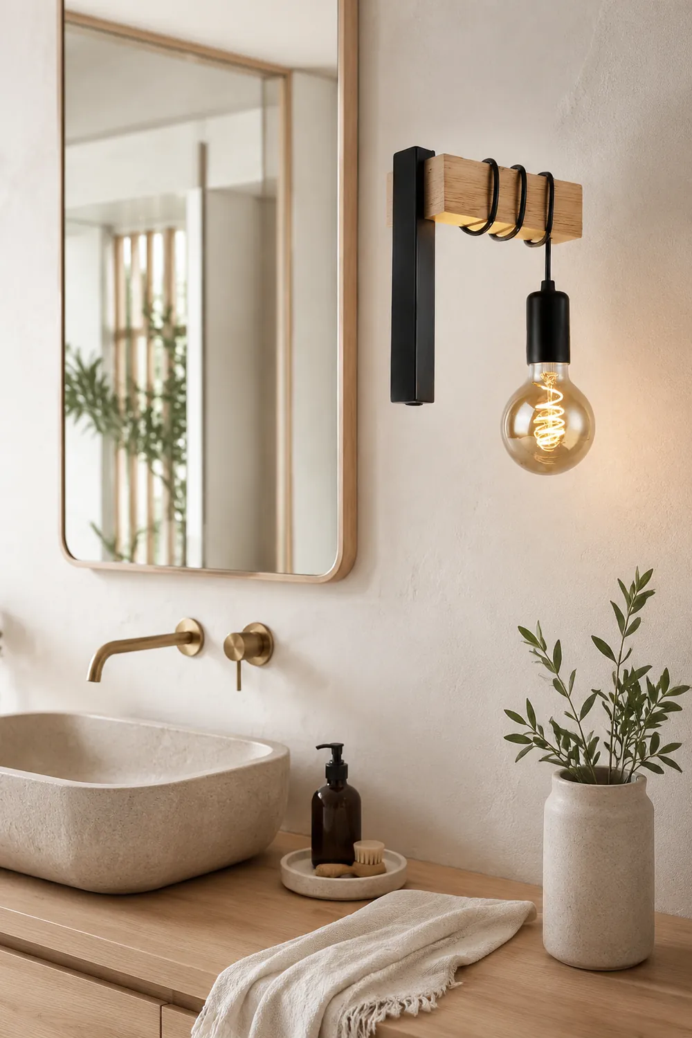 Alessio Wall Lamp Bulb Industrial, Metal, Black/White, Living Room - Lumpaz