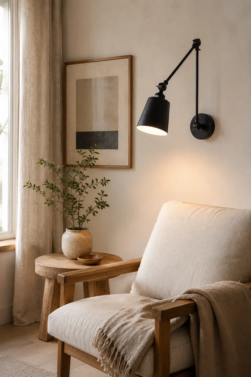 Brady Wall Lamp Dome Modern, Metal Adjustable, Black/White, Living Room - Lumpaz