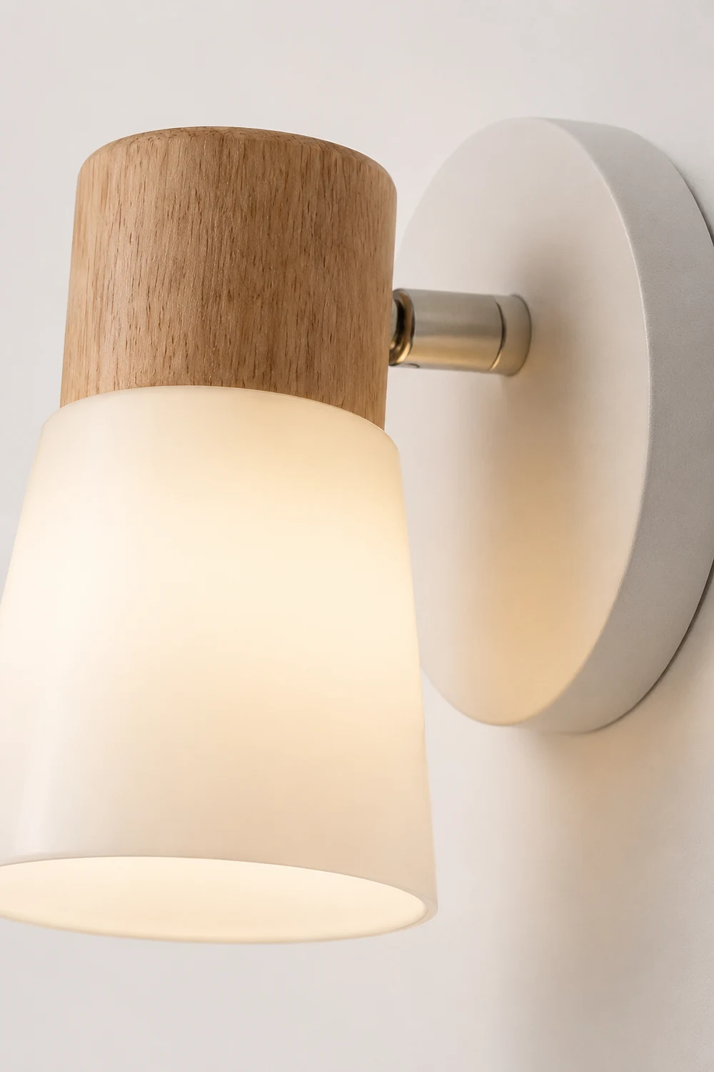 Ozawa Wall Lamp Nordic Vanity Mirror Front, Wood/Glass, White, Basement - Lumpaz