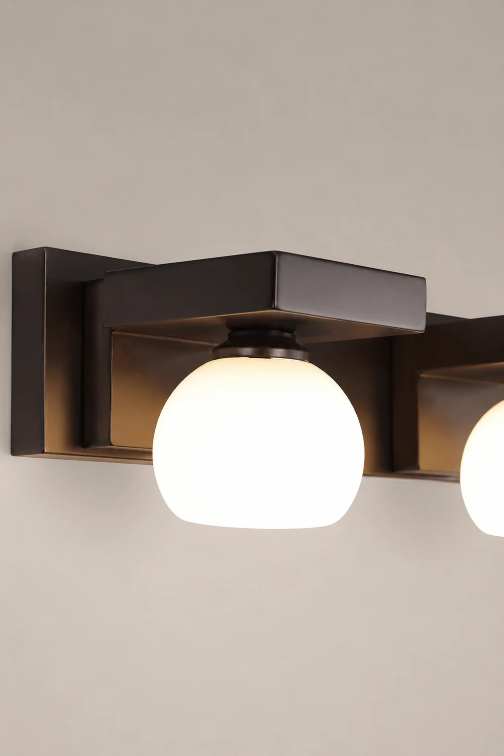 Ozawa Vintage Mirror Front Vanity Wall Lamp, Wood/Glass, Brown - Lumpaz