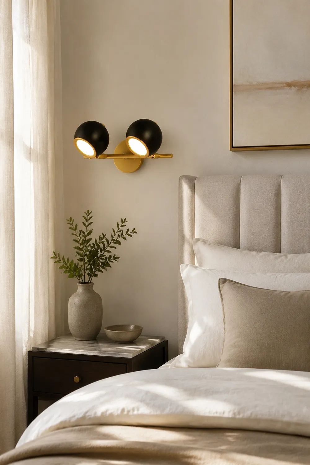 Leigh Modern Globe Metal&Acrylic Wall Lamps, Black/White - Lumpaz