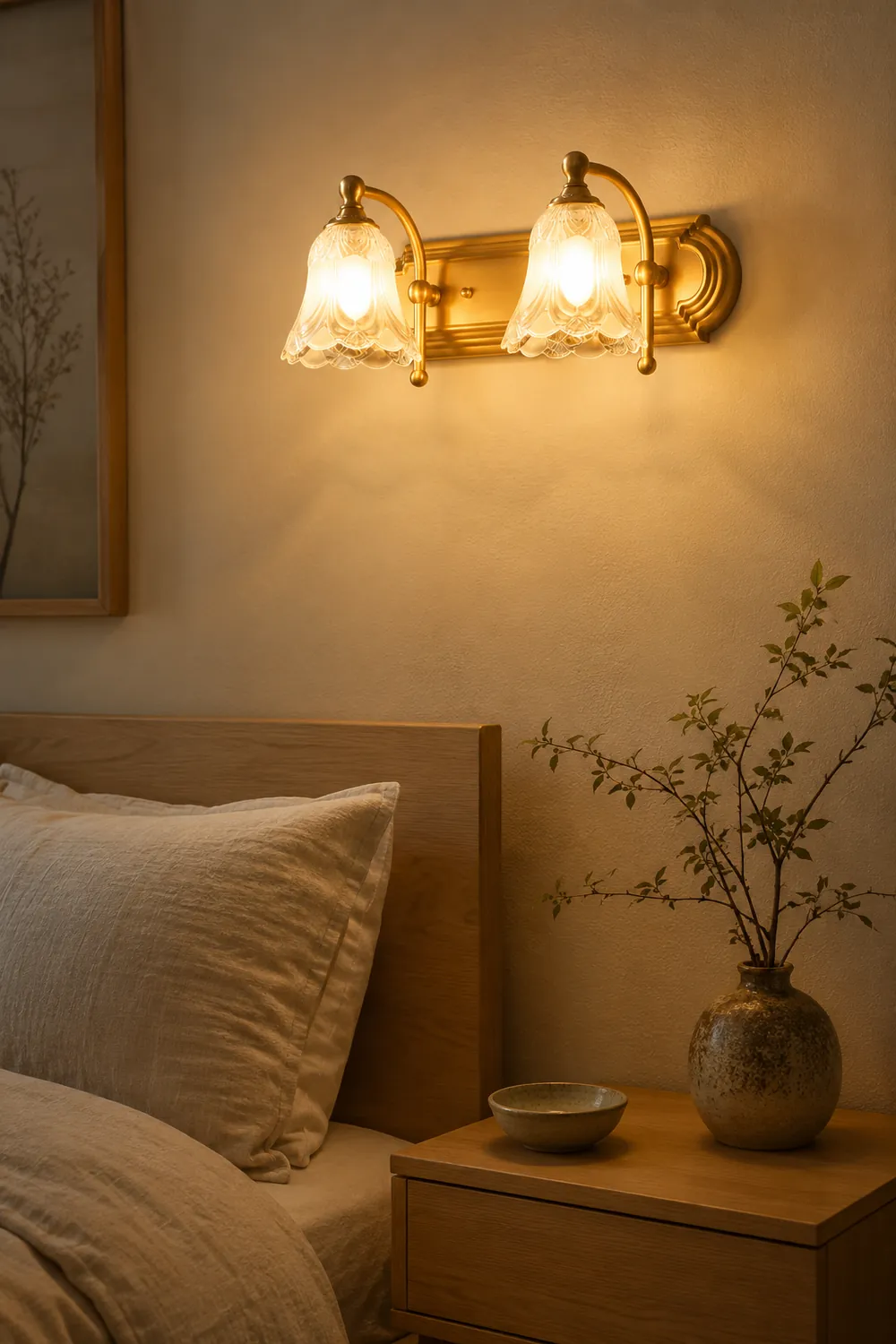 Félicie Vintage Flower Glass Wall Lamp, White, Bathroom - Lumpaz