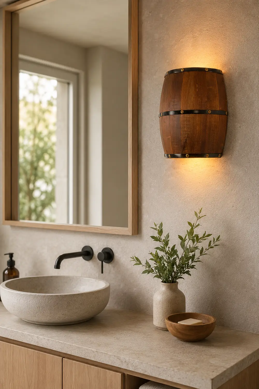 Alessio Wall Lamp Retro Creative Barrel Wooden, Dining Room - Lumpaz