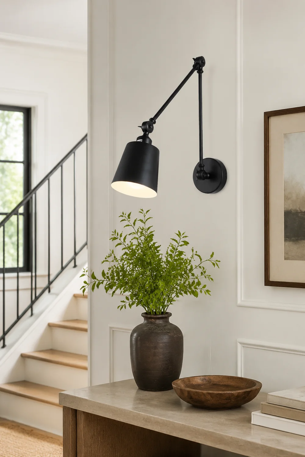 Brady Wall Lamp Dome Modern, Metal Adjustable, Black/White, Living Room - Lumpaz