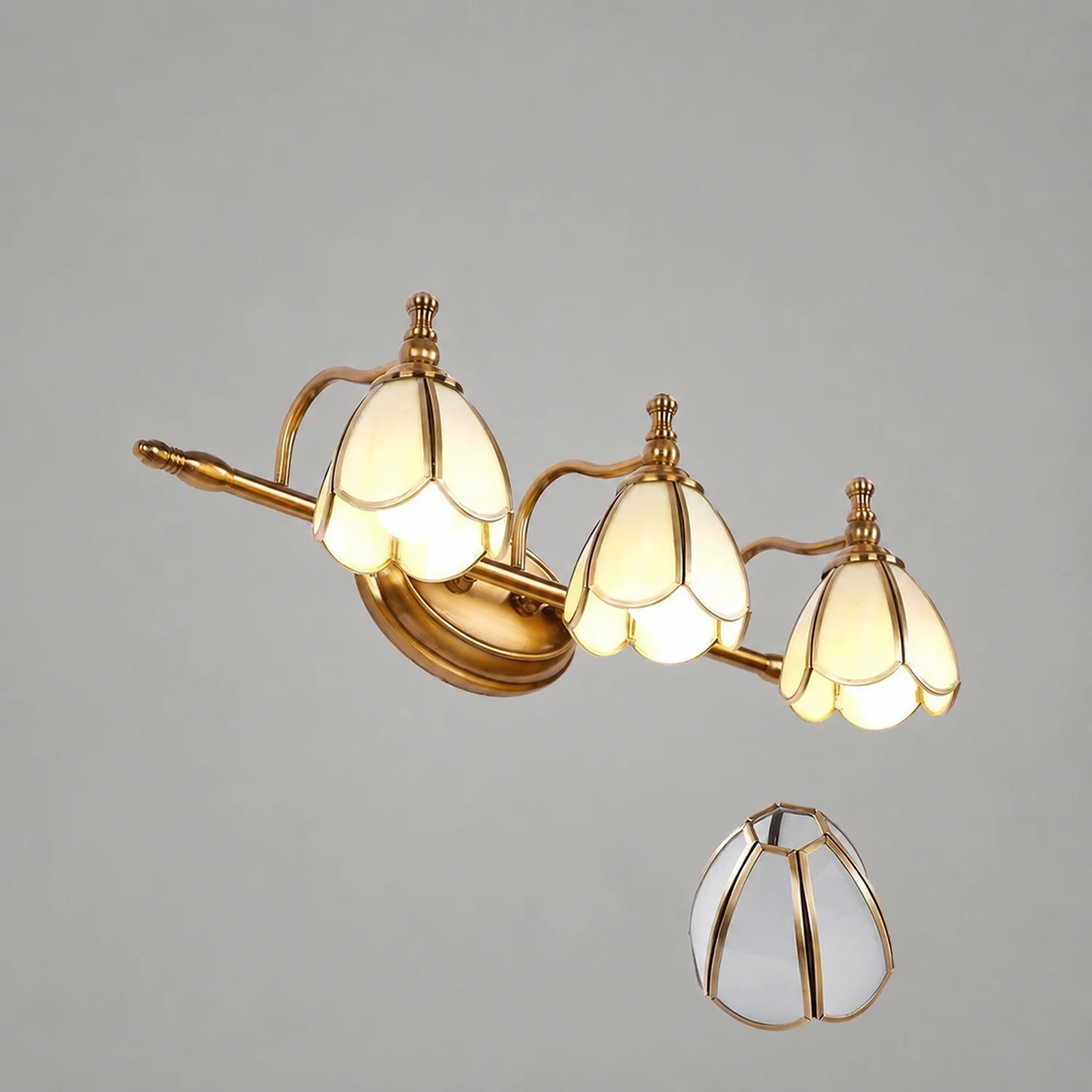 Félicie Vintage Flower Glass Wall Lamp, White/Yellow, Living Room - Lumpaz