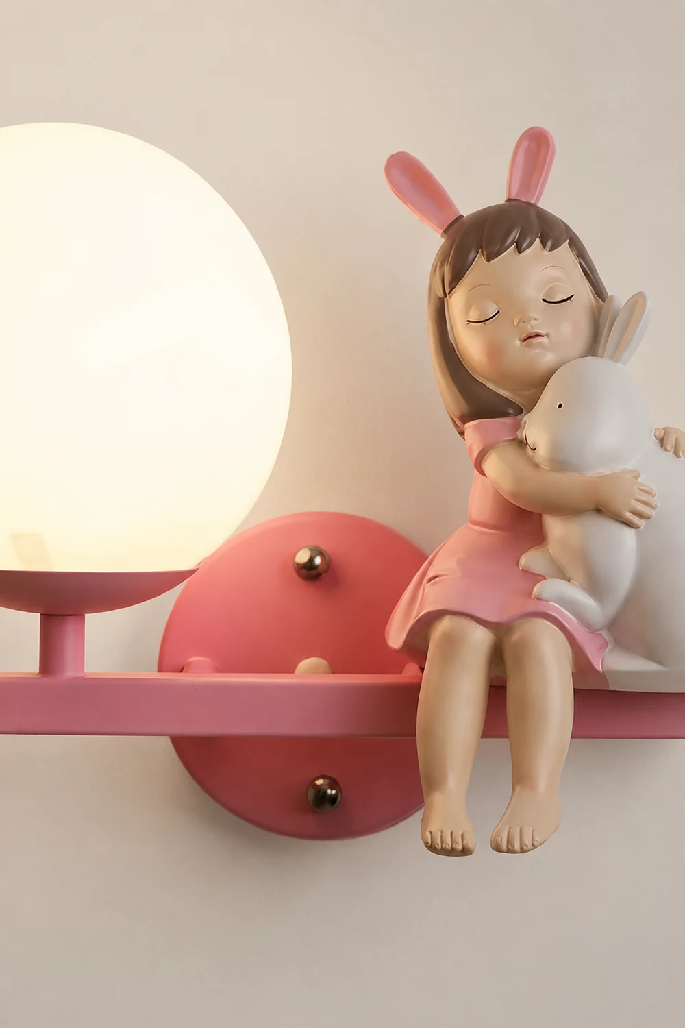 Minori Modern Metal/Glass Wall lamp, White & Pink - Lumpaz