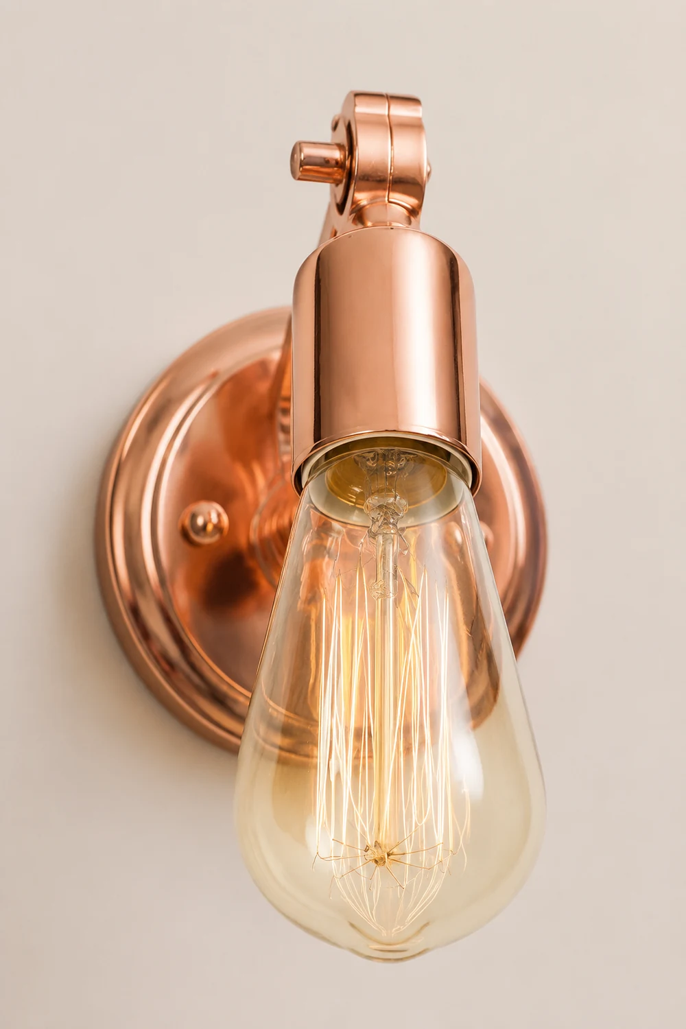 Alessio Wall Lamp Bulb Wooden Adjustable Makeup Gold, Living Room - Lumpaz