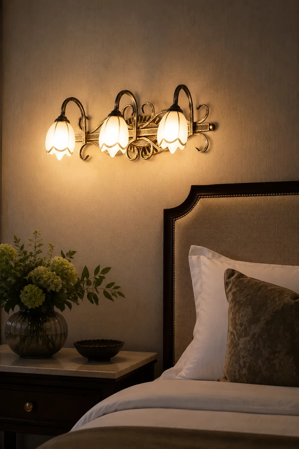Félicie Antique Brass Flower Mirror Front Vanity Wall Lamp - Lumpaz